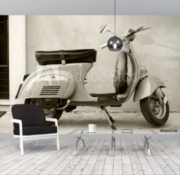 Picture of Classic Vespa scooter near the wall